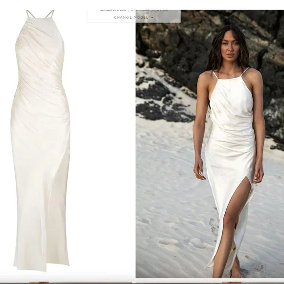 Shona Joy | Dresses | La Lune Gathered Souare Neck Bias Midi Dress Cream |  Poshmark